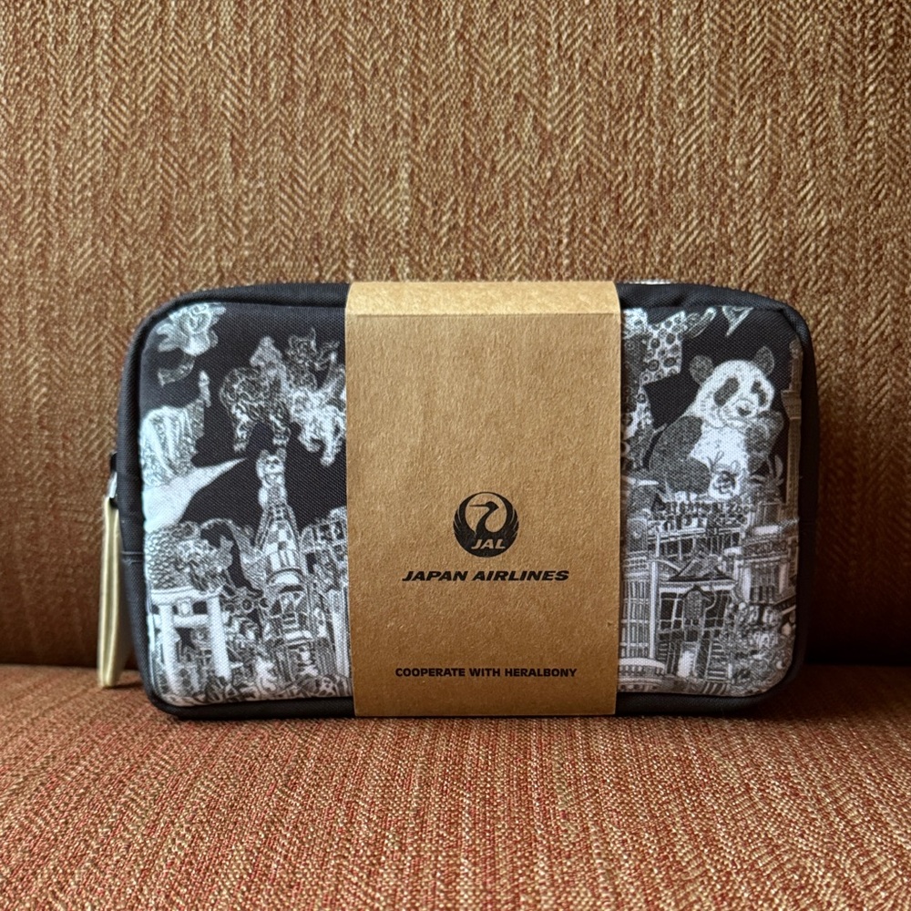Japan Airlines Black and White Travel toiletry Pouch